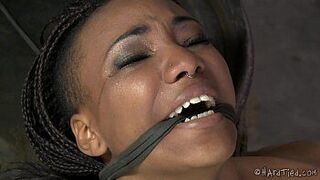 Flexible Ebony Slut In Lezdom Bondage - porn video
