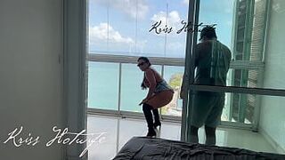 My cuckold husband filming me while I showed off on the balcony for the neighbors - porn video
