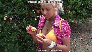 They fuck near the orange tree - porn video