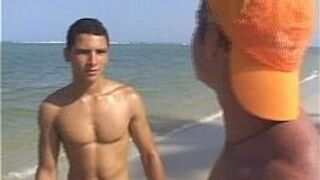 Hot gay threesome fucking on the beach - porn video