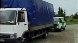 Police colleagues fuck in the truck - porn video