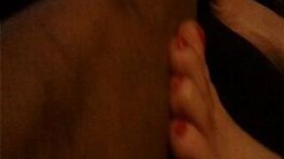 sexy milf with rubs feet on dude for money - porn video